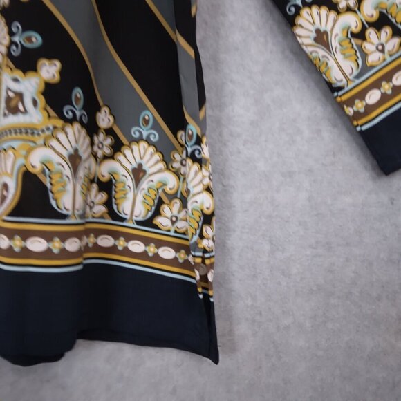 Bob Mackie Bombay Placement Print Long Sleeve Button Front Blouse Multi Size L - Picture 6 of 9